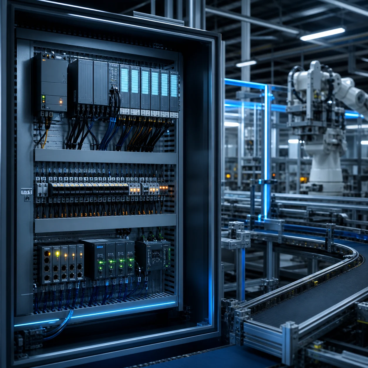 Industrial control cabinet and automated manufacturing system